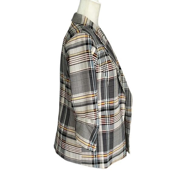 NWT Jules & Leopold Plaid Printed Ruched 3/4 Sleeve Blazer - M - Picture 4 of 12